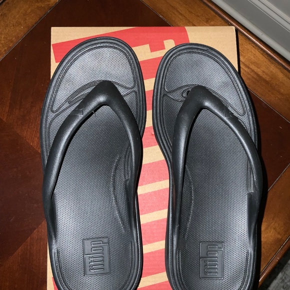 FITFLOP BLACK TOE POST RECOVERY SANDALS SIZE 8 / 39 - Picture 5 of 9